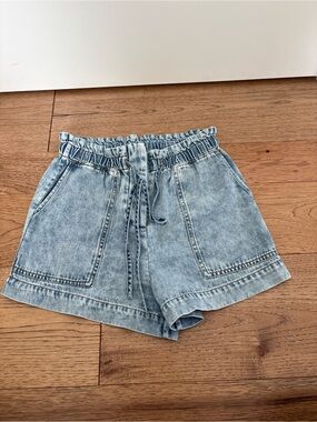 Rails Light Blue Washed Denim Paperbag Tie Shorts